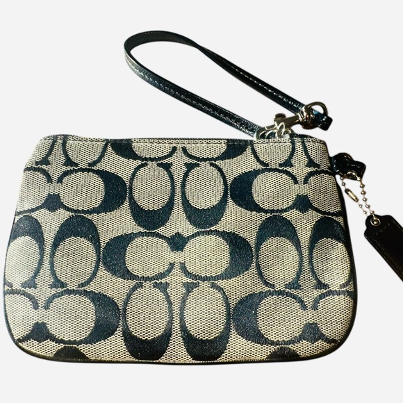 Coach Black and Tan Signature Wristlet - Picture 2 of 4